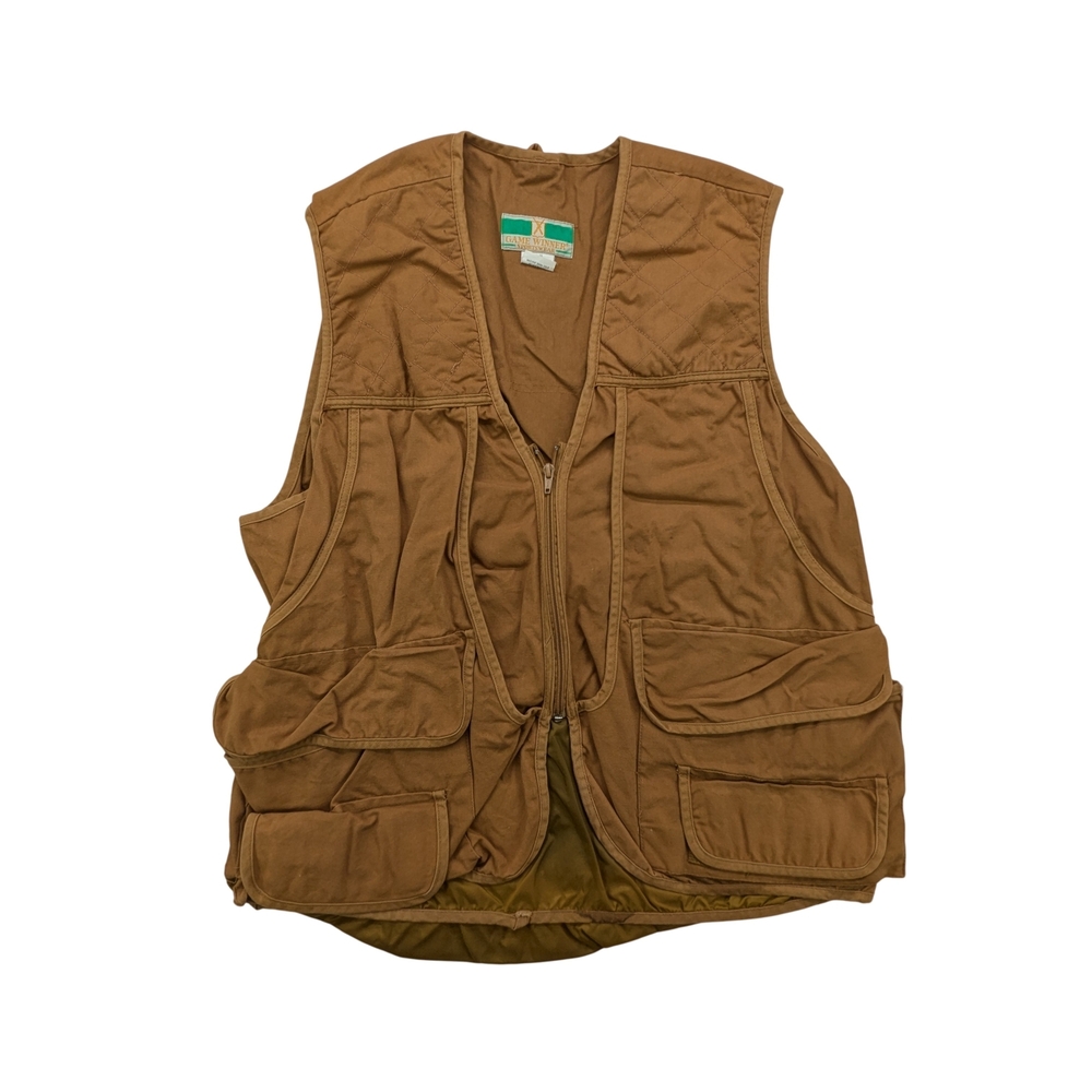Game Winner Sportswear Vest Mens Large 42/44 Brown Multi Pocket Hunting Utility